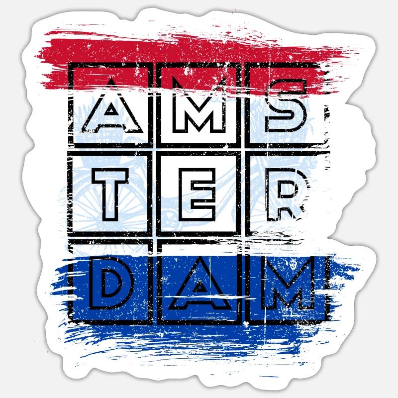 Drapeau Amsterdam Grid - Sticker taille S (10 x 10 cm) - blanc mat