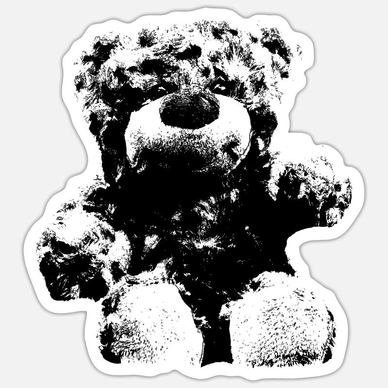 Câlin Jouet Ours Mignon Dessin Animé Drôle Bébé - Sticker taille S (10 x 10 cm) - blanc mat
