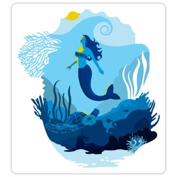 Meerjungfrauen-Meereslandschaft, beleuchtet von Schildkrötensonne - Sticker Größe S (10 x 10 cm) - Mattweiß - Vorne