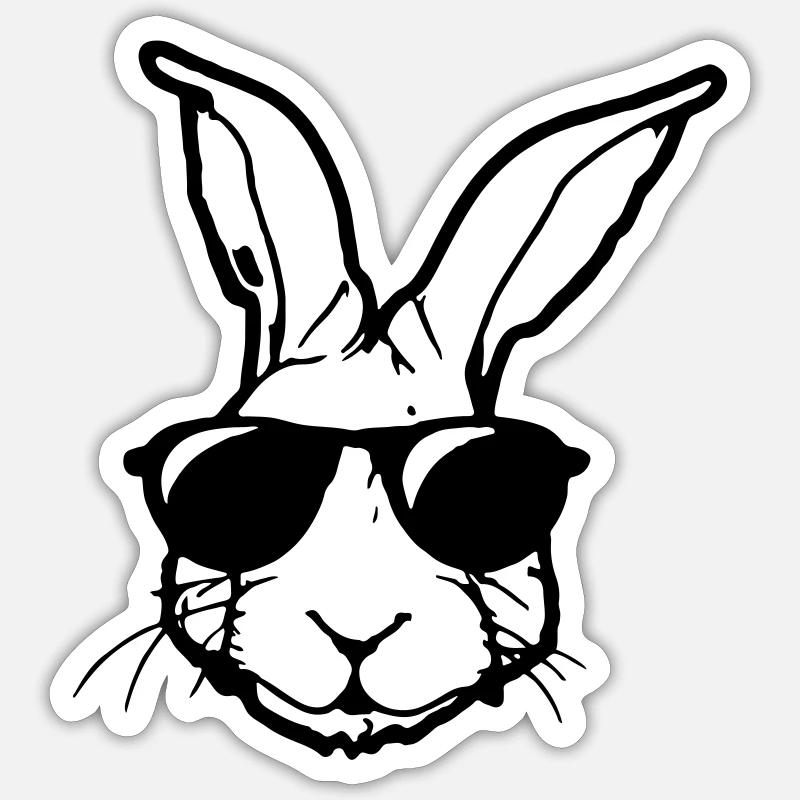 Rabbit with sunglasses Rabbit's head Gift idea Sticker size S (10 x 10 cm)