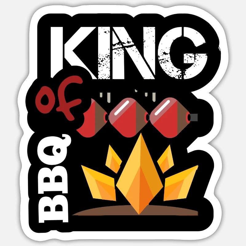 Le roi du BBQ - Sticker taille S (10 x 10 cm) - blanc mat