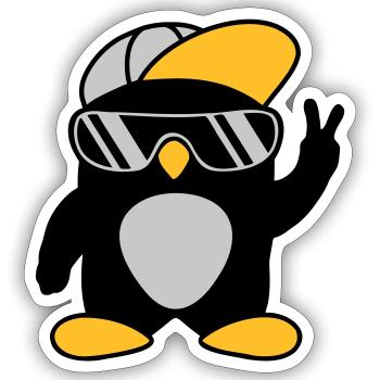 Cooler Pinguin Peace Handzeichen - Sticker Größe S (10 x 10 cm) - Mattweiß - Vorne
