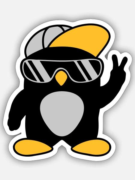 Cooler Pinguin Peace Handzeichen - Sticker Größe S (10 x 10 cm) - Mattweiß