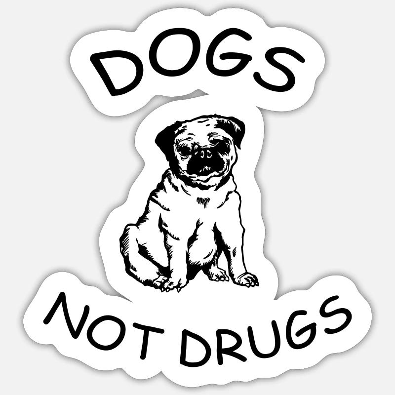 chiens pas de drogues - Sticker taille S (10 x 10 cm) - blanc mat