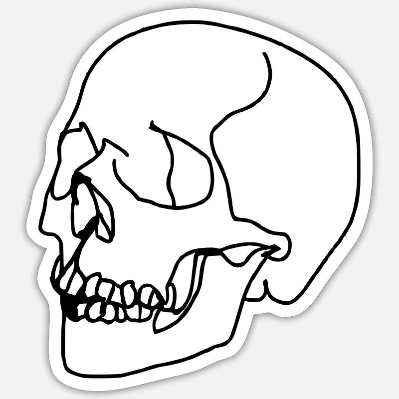 Crâne Oneline - Sticker taille S (10 x 10 cm) - blanc mat