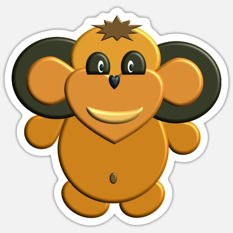 Singe - Sticker taille S (10 x 10 cm) - blanc mat