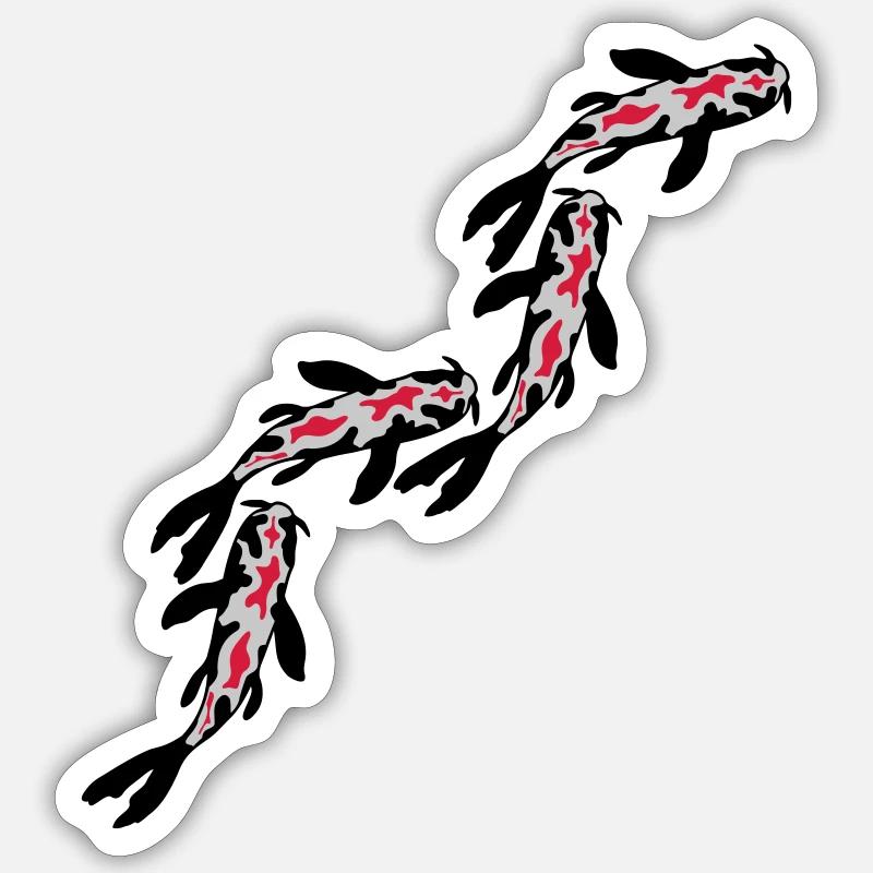 Many Koi Fish Nishikigoi - Sticker size S (10 x 10 cm) - white matte