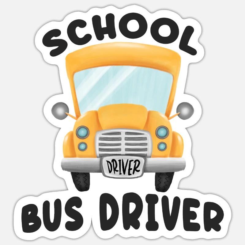 School Bus Driver - Sticker size S (10 x 10 cm) - white matte