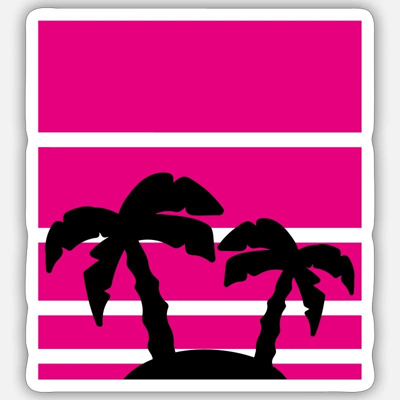 Palm Vacation Beach Pattern - Sticker size S (10 x 10 cm) - white matte