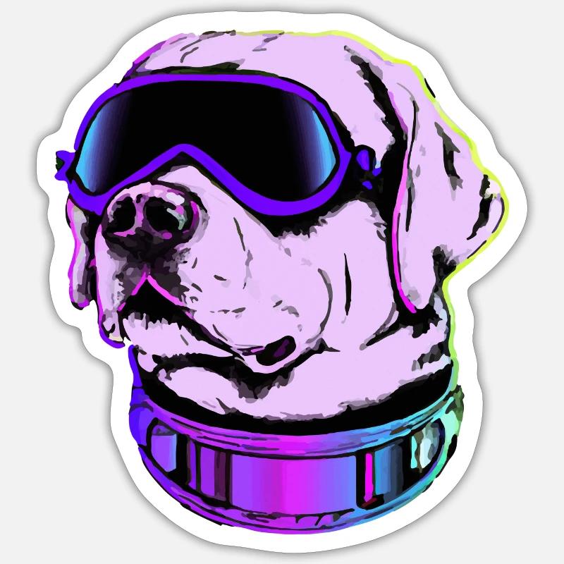 Future Labrador 80er 90er Hund Geschenk Retriever - Sticker Größe S (10 x 10 cm) - Mattweiß