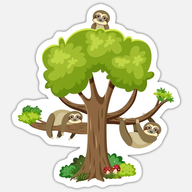 Sloth Tree Sticker size S (10 x 10 cm)