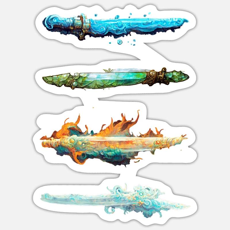 Four Elements Swords - Sticker size S (10 x 10 cm) - white matte