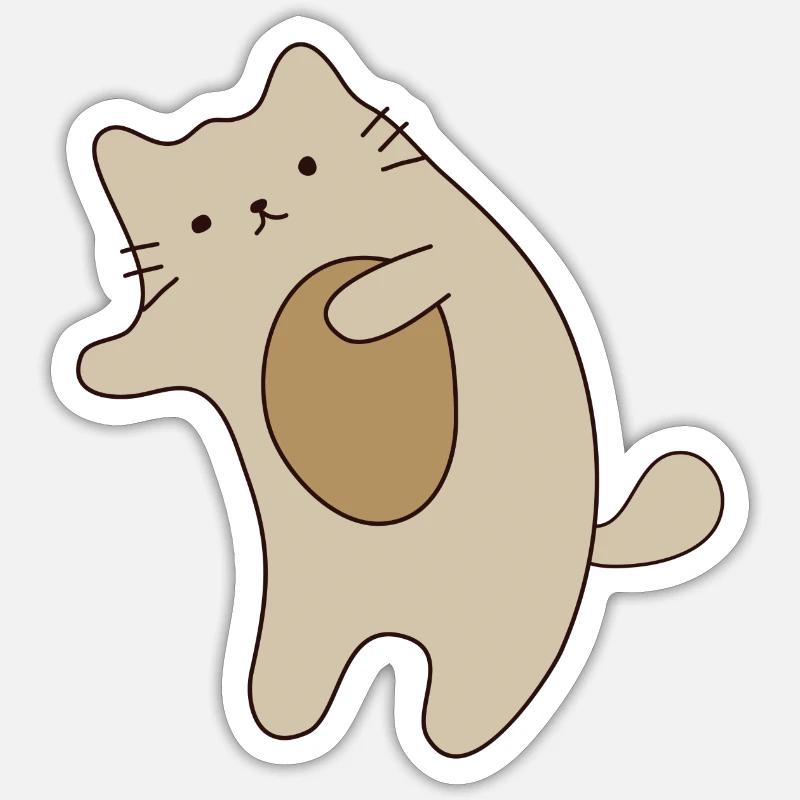 Chat dessiné 9 - Sticker taille S (10 x 10 cm) - blanc mat
