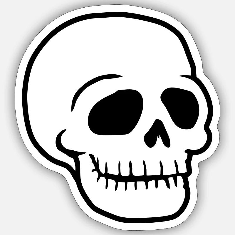 Crâne comique amical crâne - Sticker taille S (10 x 10 cm) - blanc mat