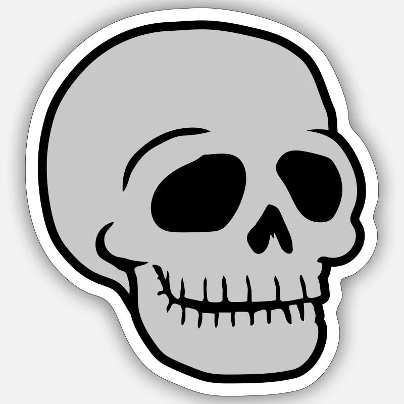 Sympathique Comic Skull Skull - Sticker taille S (10 x 10 cm) - blanc mat