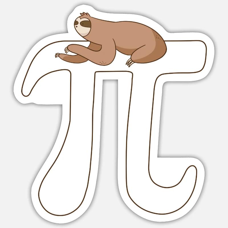 Math Sloth Pi - Sticker size S (10 x 10 cm) - white matte