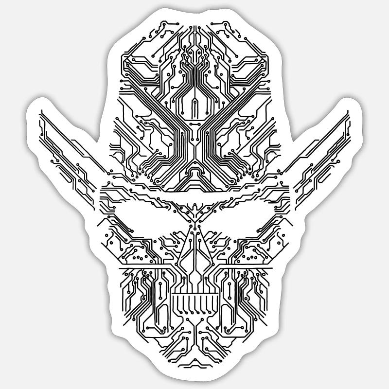 Circuit Crâne - Sticker taille S (10 x 10 cm) - blanc mat