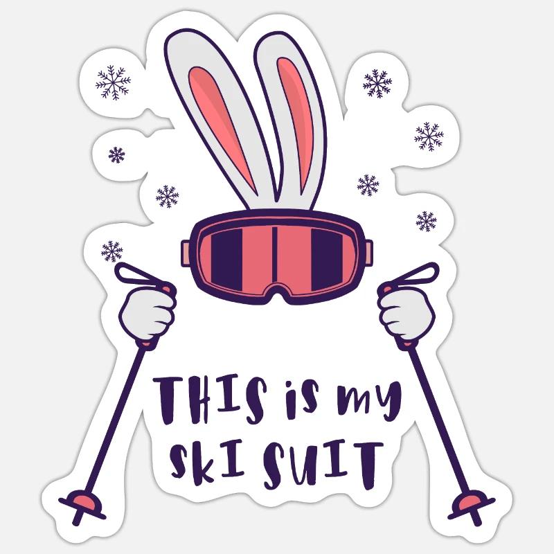 C’est ma combinaison de ski Ski Ski - Sticker taille S (10 x 10 cm) - blanc mat