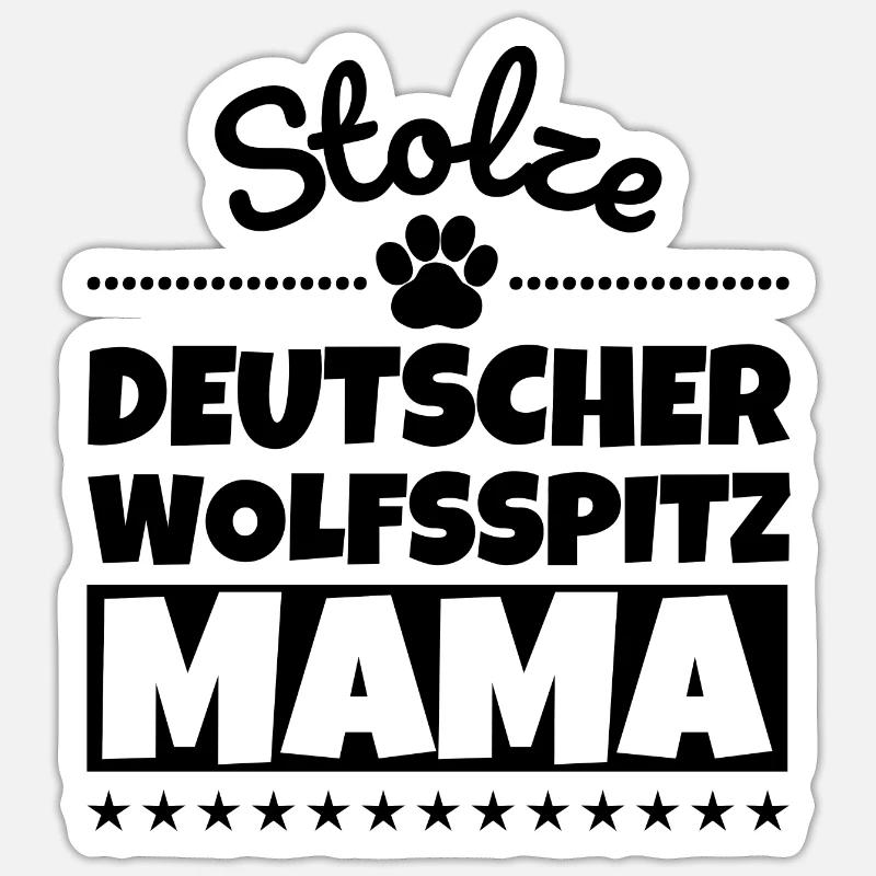 Stolze Deutscher Wolfsspitz Mama - Sticker Größe S (10 x 10 cm) - Mattweiß