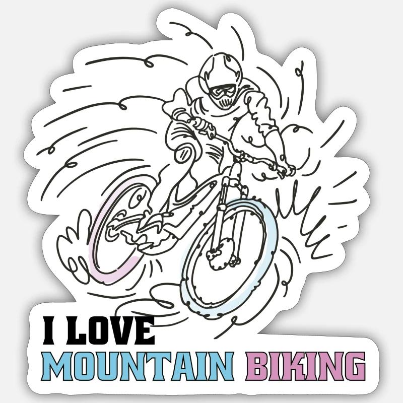 Ich liebe Mountain Biking - Sticker Größe S (10 x 10 cm) - Mattweiß