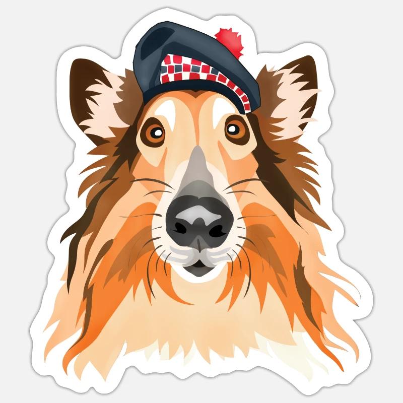 colley écossais - Sticker taille S (10 x 10 cm) - blanc mat
