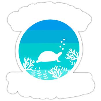 Rétro Créature Marine Océan Animal Sauvez les Tortues - Sticker taille S (10 x 10 cm) - blanc mat - Devant