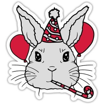 Birthday Child Rabbit Tröte Party Hat - Sticker size S (10 x 10 cm) - white matte - Front