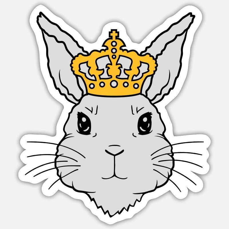 King Rabbit Crown Face - Sticker size S (10 x 10 cm) - white matte