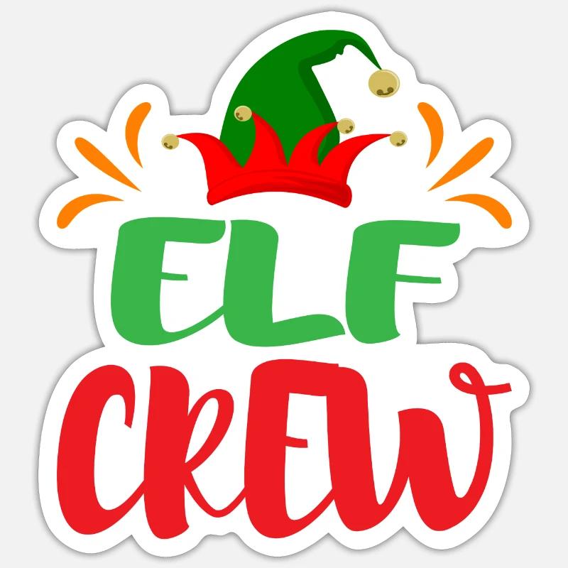 Équipage d’elfes de Noël - Sticker taille S (10 x 10 cm) - blanc mat