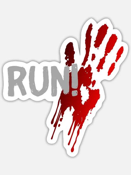 run halloween spruch geschenk idee - Sticker Größe S (10 x 10 cm) - Mattweiß
