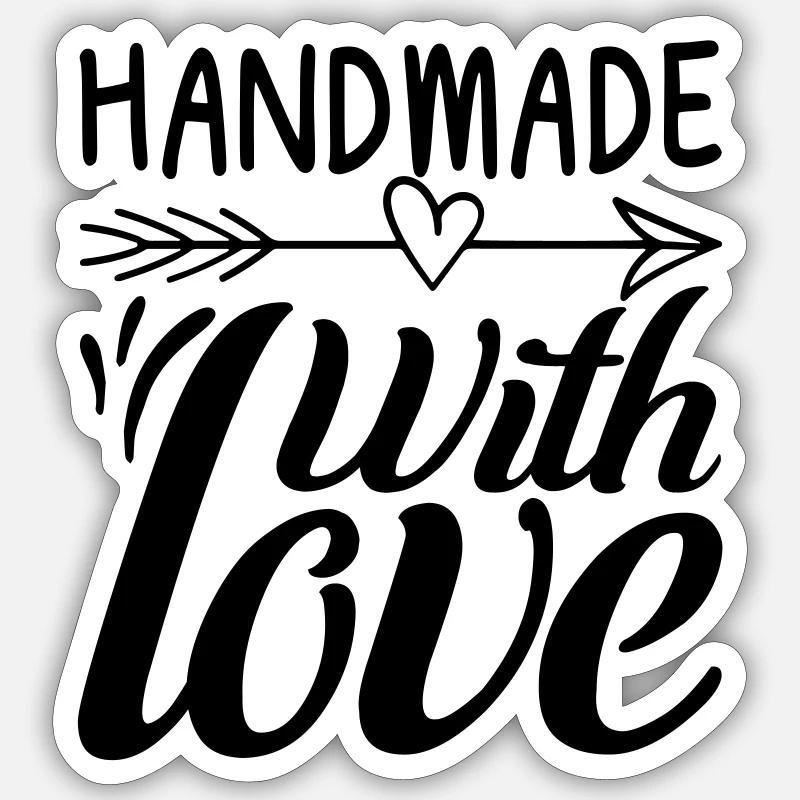 16 FAITS À LA MAIN AVEC AMOUR Sticker taille S (10 x 10 cm)