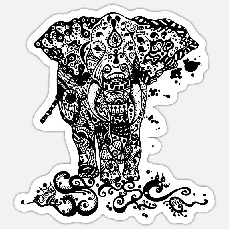 Tribal Elephant - Sticker size S (10 x 10 cm) - white matte