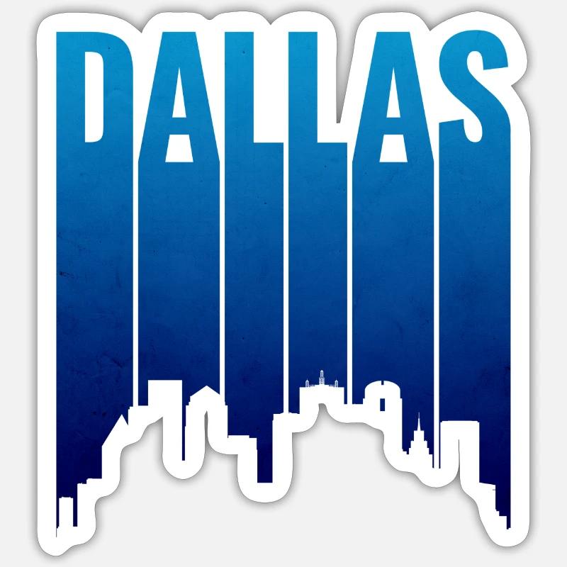Dallas Skyline Gradient Silhouette - Sticker size S (10 x 10 cm) - white matte