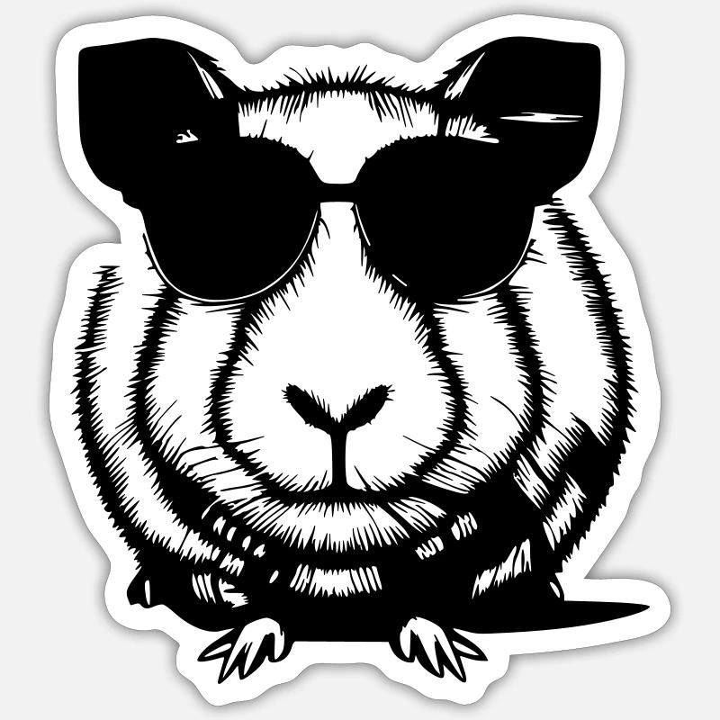 Guinea pig cool sunglasses funny vector 2 Sticker size S (10 x 10 cm)