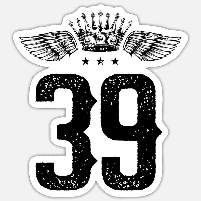 39 Number crown - Sticker size S (10 x 10 cm) - white matte
