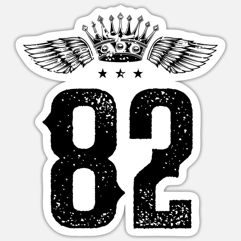 82 Zahl Krone - Sticker Größe S (10 x 10 cm) - Mattweiß