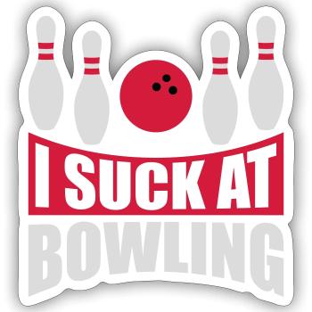 Je suis nul au bowling - Sticker taille S (10 x 10 cm) - blanc mat - Devant