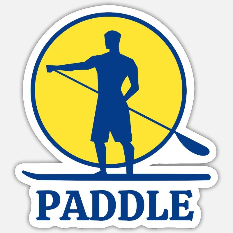 paddle, fan de paddle, stand up - Sticker taille S (10 x 10 cm) - blanc mat