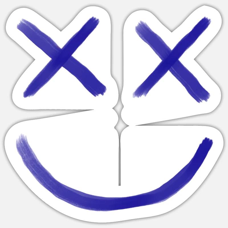 Smiling blau - Sticker Größe S (10 x 10 cm) - Mattweiß
