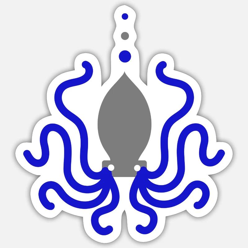 Octopus Octopus Blue Grey Animation Sticker size S (10 x 10 cm)