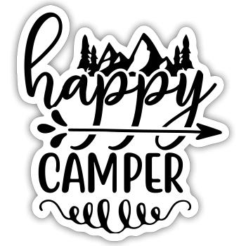 happy camper - Sticker Größe S (10 x 10 cm) - Mattweiß - Vorne