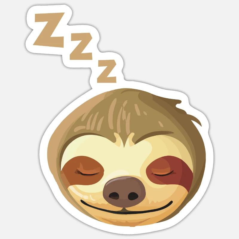 Sleeping Sloth Face - Sticker size S (10 x 10 cm) - white matte