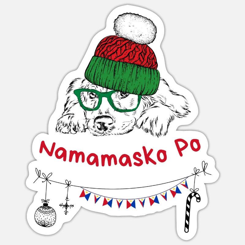 Noël philippin Namamasko po mignon Chien - Sticker taille S (10 x 10 cm) - blanc mat