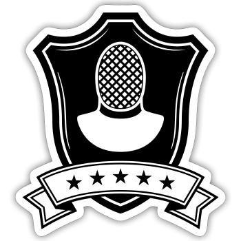 Fencing Mask Coat of Arms - Sticker size S (10 x 10 cm) - white matte - Front