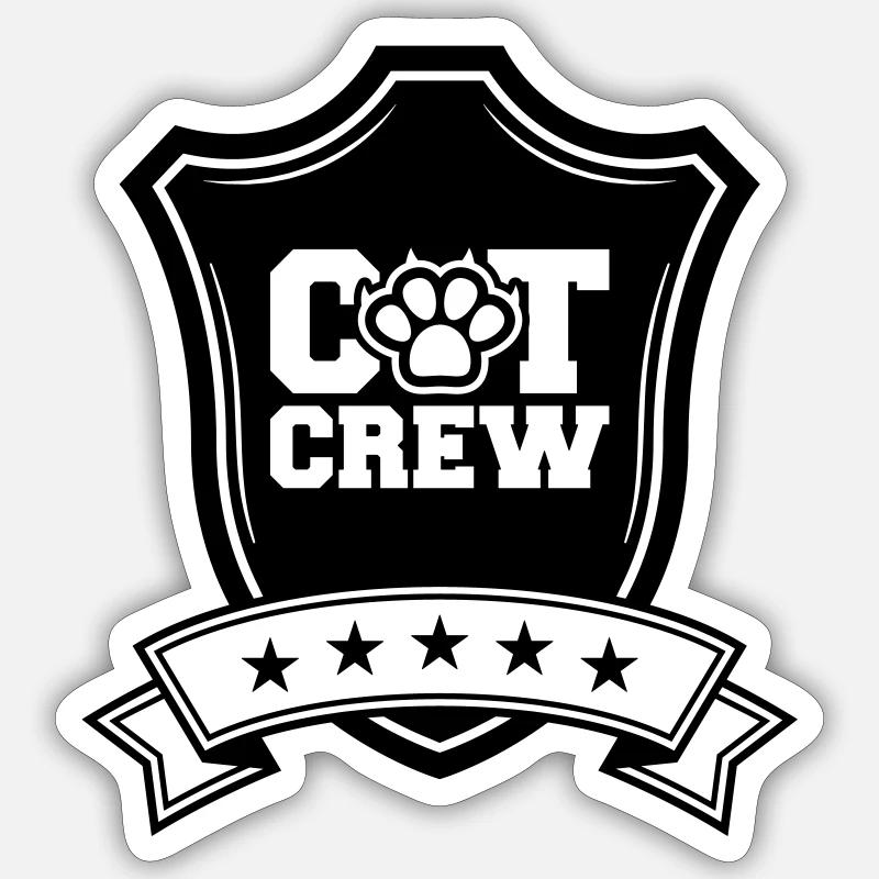 Cat Crew Wappen - Sticker Größe S (10 x 10 cm) - Mattweiß