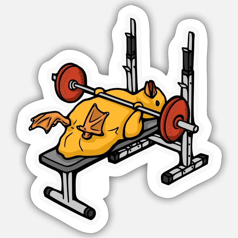 Bench Press Duckling Sticker size S (10 x 10 cm)