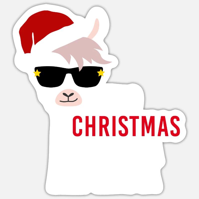 Lama de Noël pas de lama dramatique de Noël lama - Sticker taille S (10 x 10 cm) - blanc mat