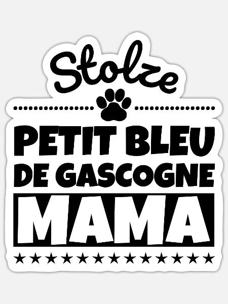 Stolze Petit Bleu de Gascogne Mama - Sticker Größe S (10 x 10 cm) - Mattweiß