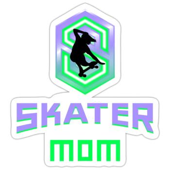 Skater Mom Mama Mutter Skatboard cool Geschenkidee - Sticker Größe S (10 x 10 cm) - Mattweiß - Vorne