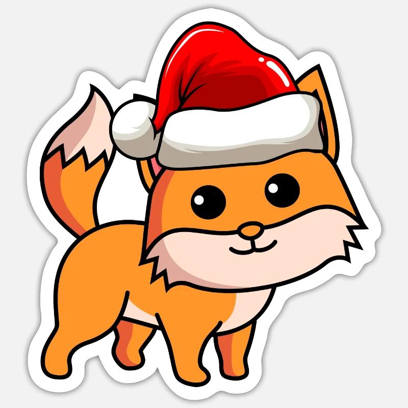 Fuchs Comic Noël - Sticker taille S (10 x 10 cm) - blanc mat